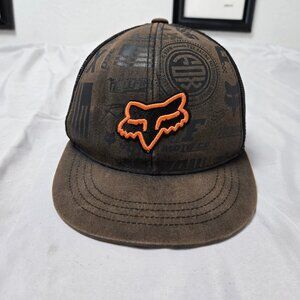 Fox Head Cap Youth size Adjustable Fit Brown & Black Preowned